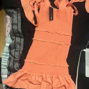 BRAND NEW Coral Ruffle Mini Dress